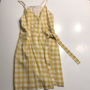 Size XS yellow and white checked sundress.  NWOT